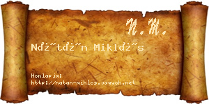 Nátán Miklós névjegykártya